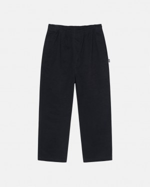 Calças Stussy Beach Pant Brushed Algodão Masculino Pretas Portugal | JVI-1043