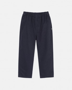 Calças Stussy Beach Pant Brushed Algodão Masculino Azul Marinho Portugal | XWE-2389