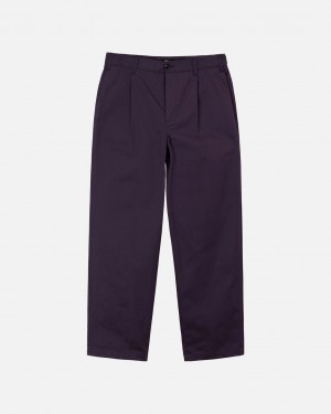 Calças Stussy Twill Volume Plissado Trouser Masculino Roxo Portugal | HVF-0565