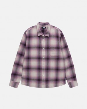 Camisas Stussy Bay Plaid Shirt Feminino Bordeaux Portugal | XRC-6026