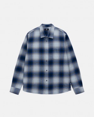 Camisas Stussy Bay Plaid Shirt Feminino Azul Marinho Portugal | NFI-6770