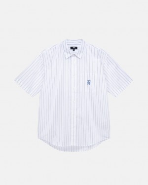 Camisas Stussy Boxy Listrado Shirt Feminino Branco Portugal | NXN-1775