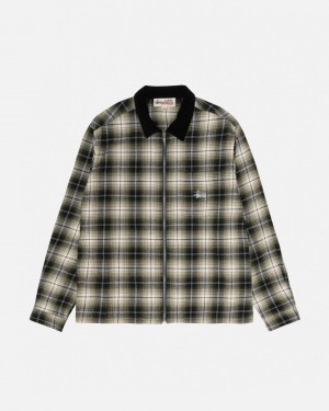 Camisas Stussy Frank Plaid Zip Shirt Feminino Cinzentas Escuro Portugal | SGW-7212