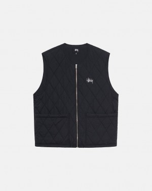 Colete Stussy Diamond Acolchoado Vest Feminino Pretas Portugal | LVO-8294