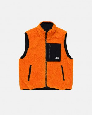 Colete Stussy Sherpa Reversible Vest Feminino Amarelas Portugal | QME-3137