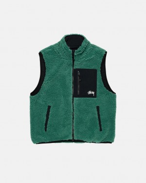 Colete Stussy Sherpa Reversible Vest Masculino Turquesa Portugal | DBH-1809