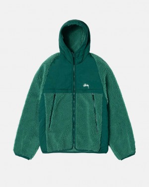 Jaquetas Stussy Sherpa Paneled Encapuzado Jacket Feminino Turquesa Portugal | IQF-3041