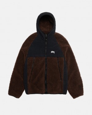 Jaquetas Stussy Sherpa Paneled Encapuzado Jacket Masculino Marrom Portugal | YAP-2863