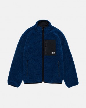 Jaquetas Stussy Sherpa Reversible Jacket Masculino Azuis Portugal | BGB-9199