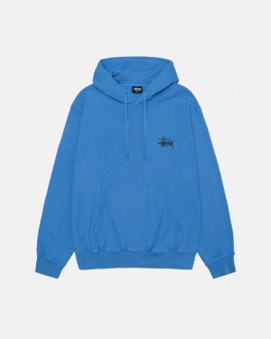 Hoodie Stussy Basic Stussy Hoodie Pigment Dyed Masculino Azuis Portugal | FIY-3285