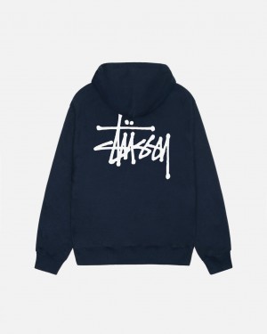 Hoodie Stussy Basic Stussy Hoodie Feminino Azul Marinho Portugal | PIT-3291