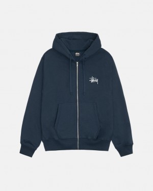 Hoodie Stussy Basic Stussy Zip Hoodie Masculino Azul Marinho Portugal | SXK-8667