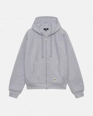 Hoodie Stussy Double Face Label Zip Hoodie Masculino Cinzentas Portugal | GQP-6041