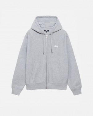 Hoodie Stussy Stock Logo Zip Hoodie Feminino Cinzentas Portugal | BWO-0266