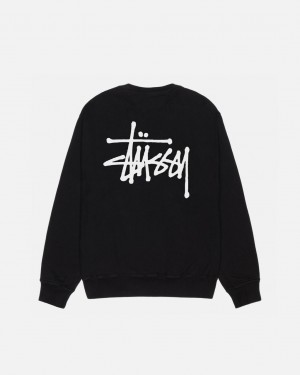 Sweatshirts Stussy Basic Stüssy Pigment Dyed Crew Masculino Pretas Portugal | CYG-6750