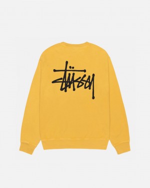 Sweatshirts Stussy Basic Stussy Crew Pigment Dyed Masculino Amarelas Portugal | VXQ-9172