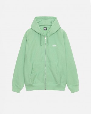 Sweatshirts Stussy Stock Logo Zip Hood Feminino Verdes Portugal | EHN-0467