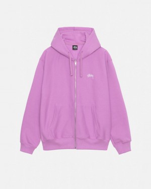 Sweatshirts Stussy Stock Logo Zip Hood Feminino Roxo Portugal | BST-9243