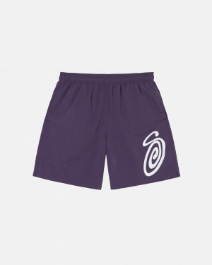 Roupa De Banho Stussy Curly S Agua Curta Masculino Roxo Portugal | GLS-8104