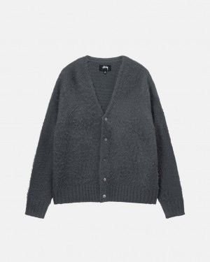 Suéteres Stussy Brushed Cardigan Feminino Charcoal Portugal | RTR-8887