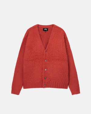 Suéteres Stussy Brushed Cardigan Masculino Vermelhas Portugal | LZO-2439