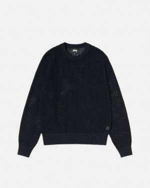 Suéteres Stussy Pigment Dyed Loose Gauge Knit Moletom Masculino Pretas Portugal | HHW-4691