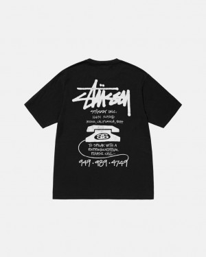 T Shirts Stussy Old Phone Tee Pigment Dyed Feminino Pretas Portugal | EGK-6556