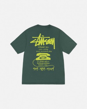 T Shirts Stussy Old Phone Tee Pigment Dyed Feminino Verdes Portugal | HIB-9992