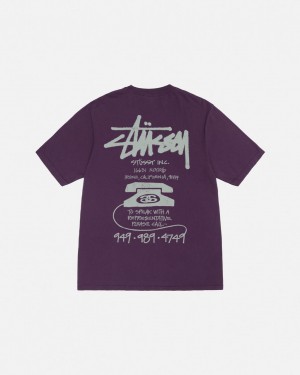 T Shirts Stussy Old Phone Tee Pigment Dyed Feminino Roxo Portugal | ASO-5835