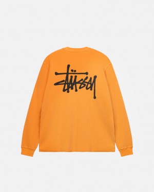 Tops Stussy Basic Stock Ls Thermal Masculino Laranja Portugal | ODD-6958