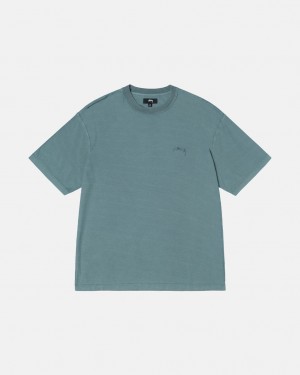 Tops Stussy Pig. Dyed Inside Out Crew Masculino Turquesa Portugal | RXR-5566