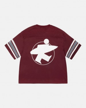 Tops Stussy Surfman Mesh Football Jersey Masculino Bordeaux Portugal | WUB-9516