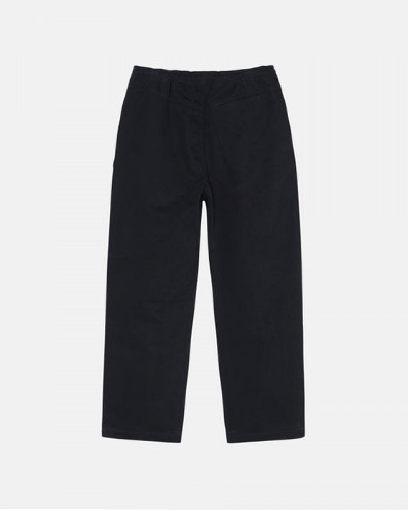 Calças Stussy Beach Pant Brushed Algodão Feminino Pretas Portugal | QDR-5339