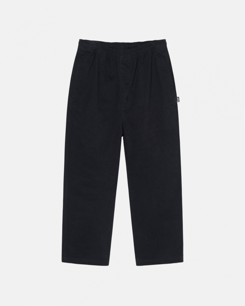 Calças Stussy Beach Pant Brushed Algodão Feminino Pretas Portugal | QDR-5339