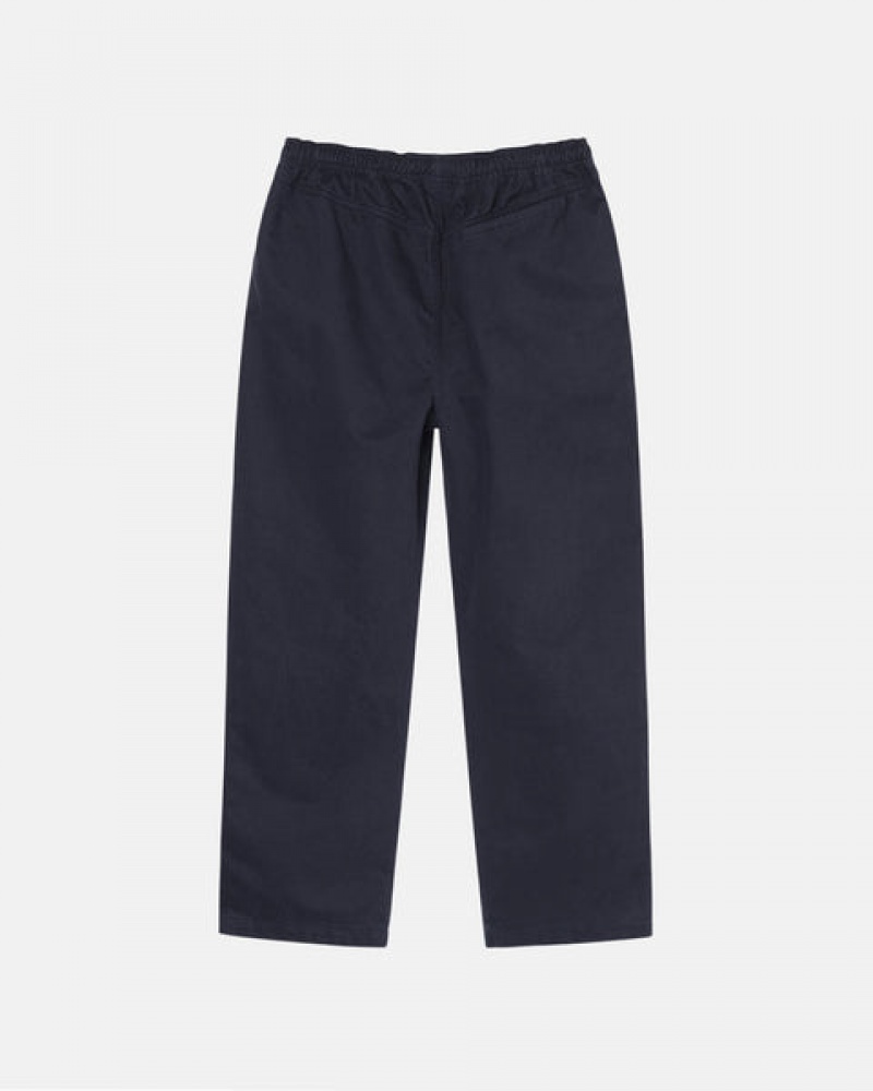 Calças Stussy Beach Pant Brushed Algodão Feminino Azul Marinho Portugal | OLM-4626