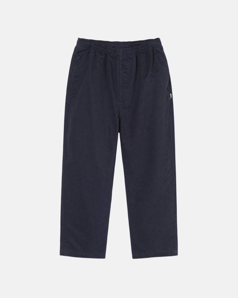 Calças Stussy Beach Pant Brushed Algodão Feminino Azul Marinho Portugal | OLM-4626