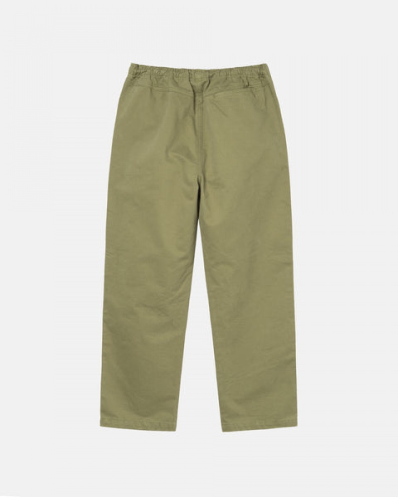 Calças Stussy Beach Pant Brushed Algodão Feminino Verde Oliva Portugal | DGE-2167