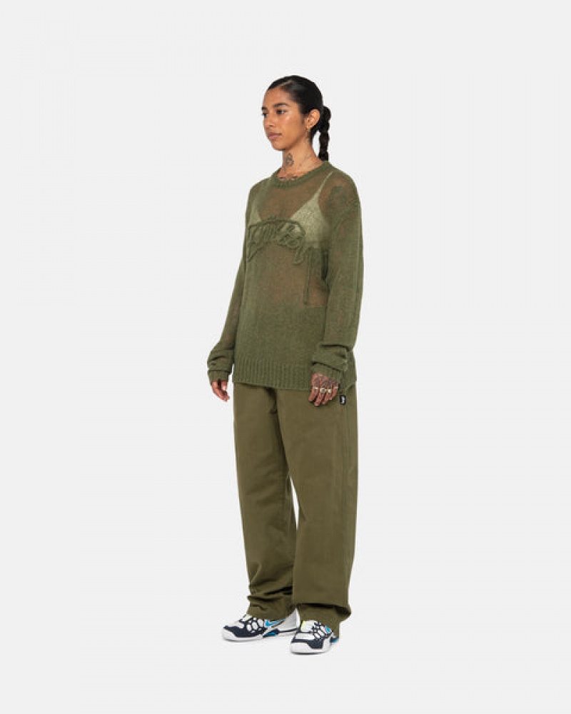 Calças Stussy Beach Pant Brushed Algodão Feminino Verde Oliva Portugal | DGE-2167