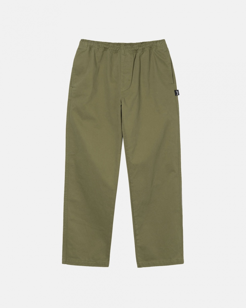 Calças Stussy Beach Pant Brushed Algodão Feminino Verde Oliva Portugal | DGE-2167