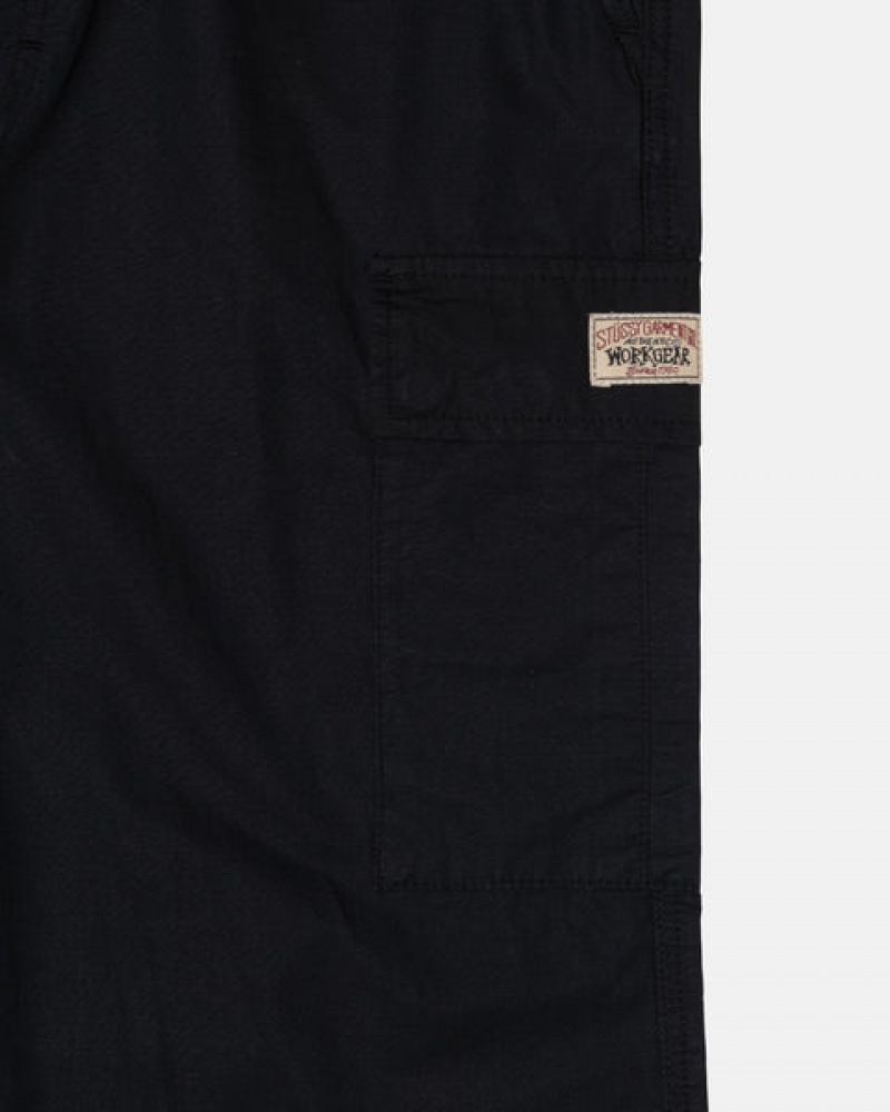 Calças Stussy Beach Pant Ripstop Cargo Feminino Pretas Portugal | BYF-7027