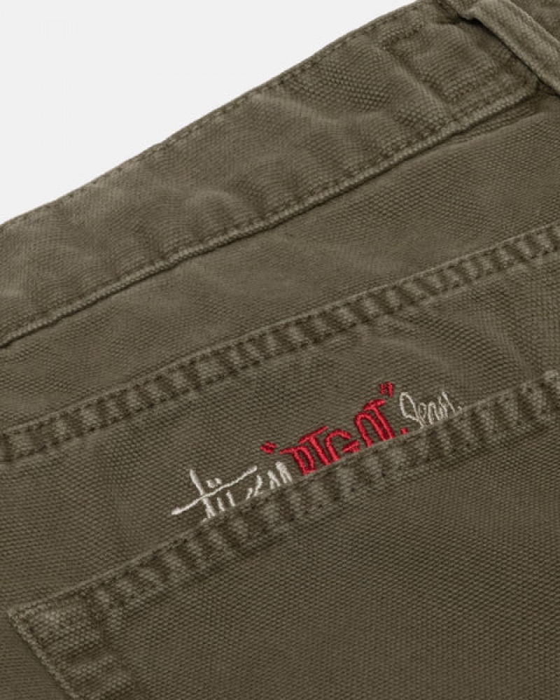 Calças Stussy Big Ol' Jean Washed Lona Feminino Verde Oliva Portugal | ZMX-9726