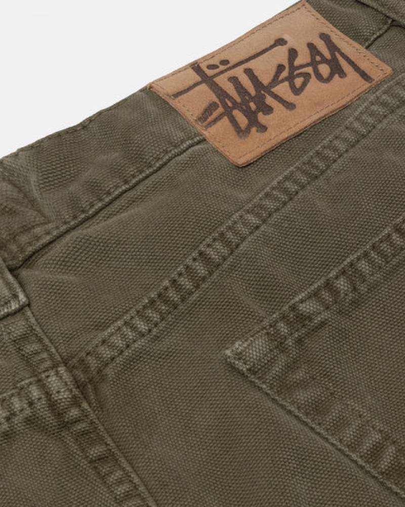 Calças Stussy Big Ol' Jean Washed Lona Feminino Verde Oliva Portugal | ZMX-9726