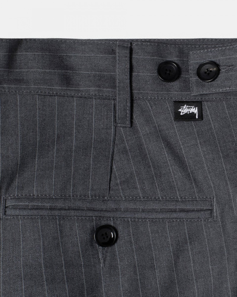 Calças Stussy Stripe Volume Plissado Trouser Feminino Cinzentas Portugal | WLF-2708