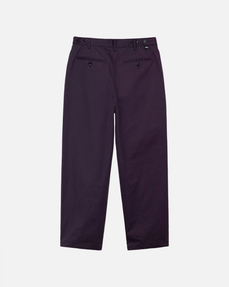 Calças Stussy Twill Volume Plissado Trouser Masculino Roxo Portugal | HVF-0565