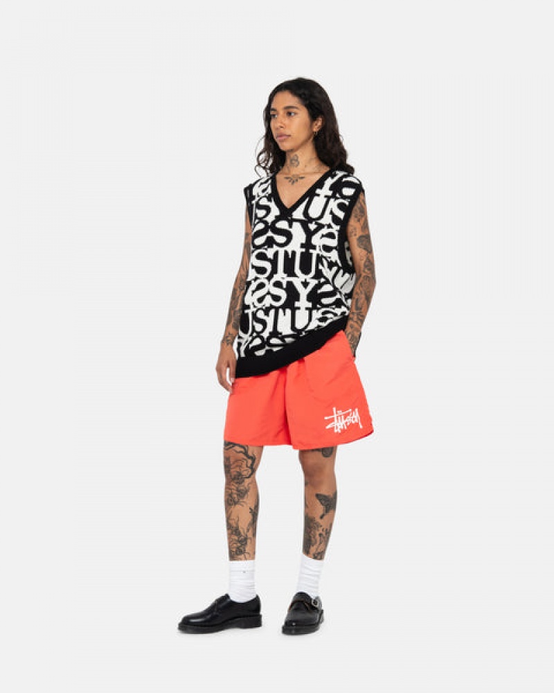 Calção Stussy Agua Curta Big Basic Feminino Coral Portugal | PJX-1719