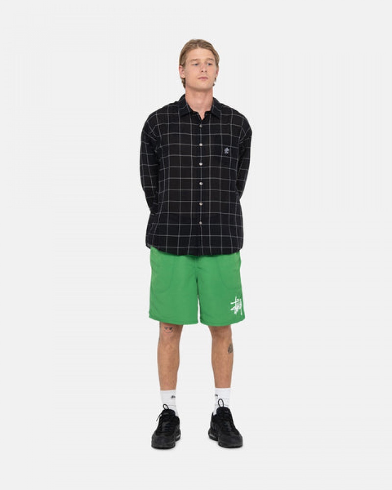 Calção Stussy Agua Curta Big Basic Masculino Verdes Portugal | VWA-7296