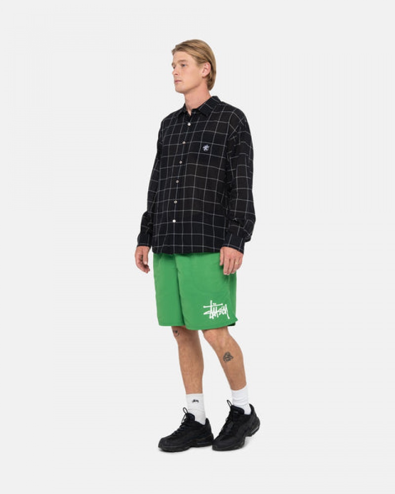 Calção Stussy Agua Curta Big Basic Masculino Verdes Portugal | VWA-7296