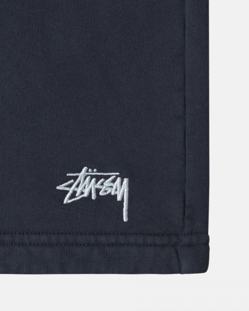 Calção Stussy Overdyed Stock Logo Sweat Curta Masculino Azul Marinho Portugal | PBG-2081