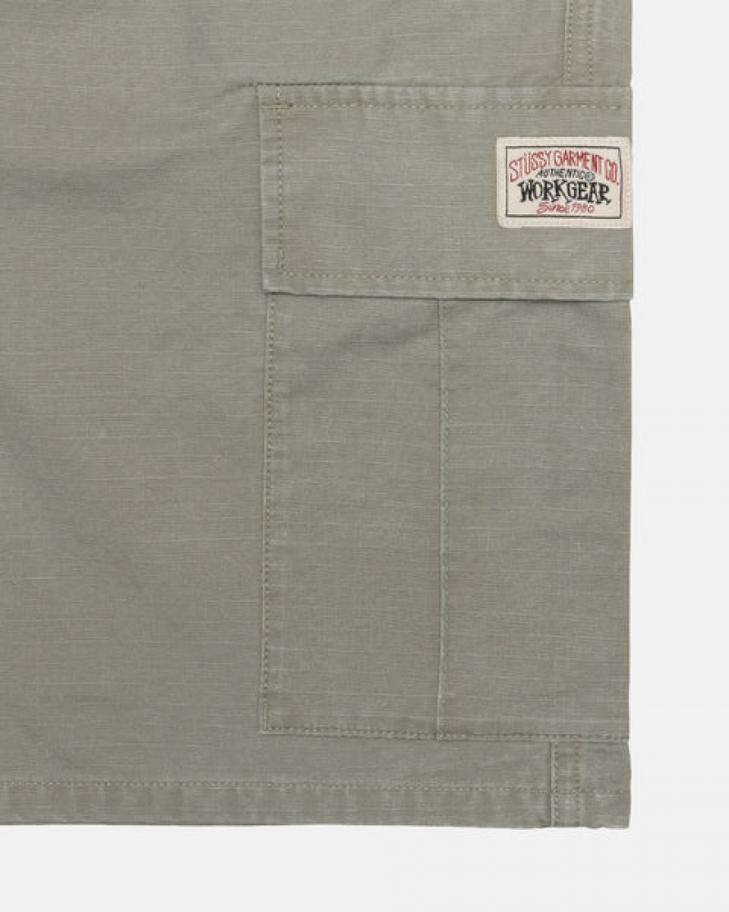 Calção Stussy Ripstop Cargo Beach Curta Feminino Verde Oliva Portugal | HPU-0425