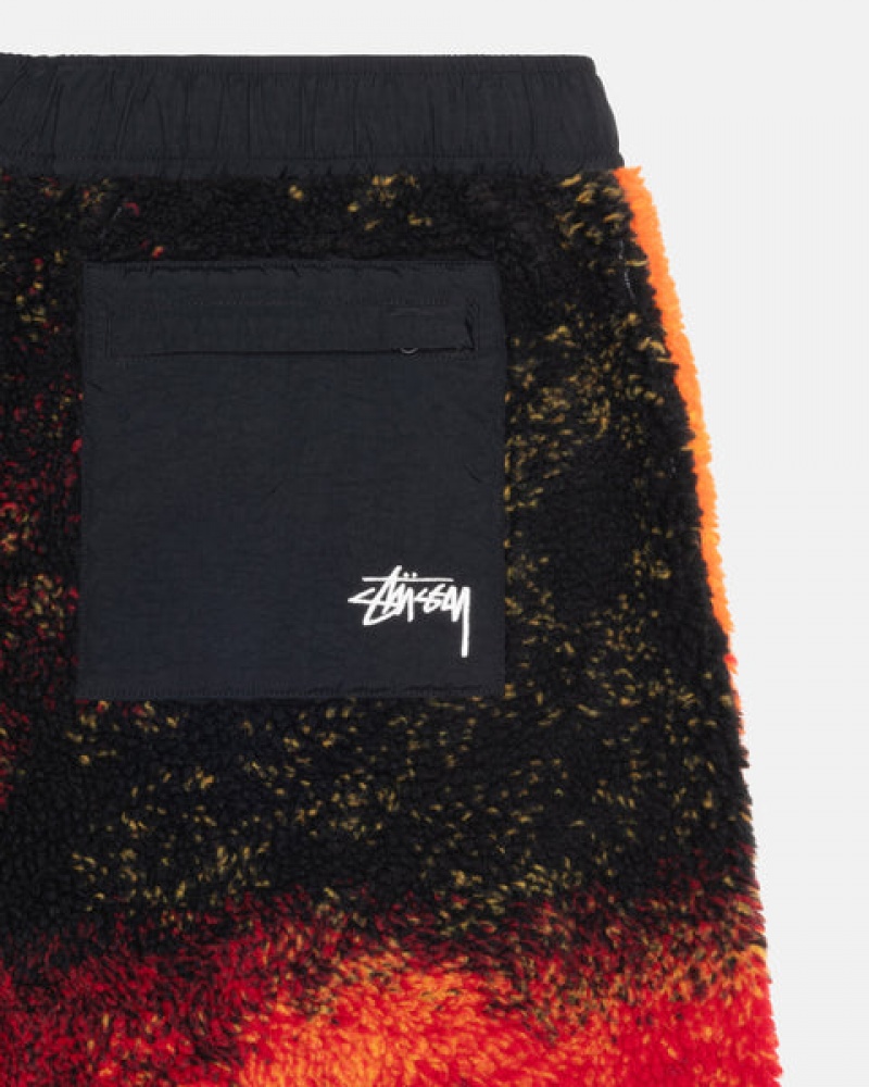 Calção Stussy Sherpa Curta Feminino Pretas Vermelhas Portugal | ZZC-8279